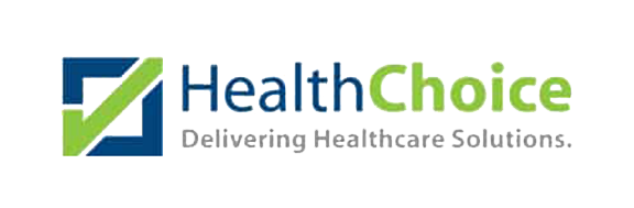 The image displays a logo with text that reads  HEALTH CHOICE  and includes a checkmark symbol, suggesting an association with a service related to health insurance or selection of healthcare options.